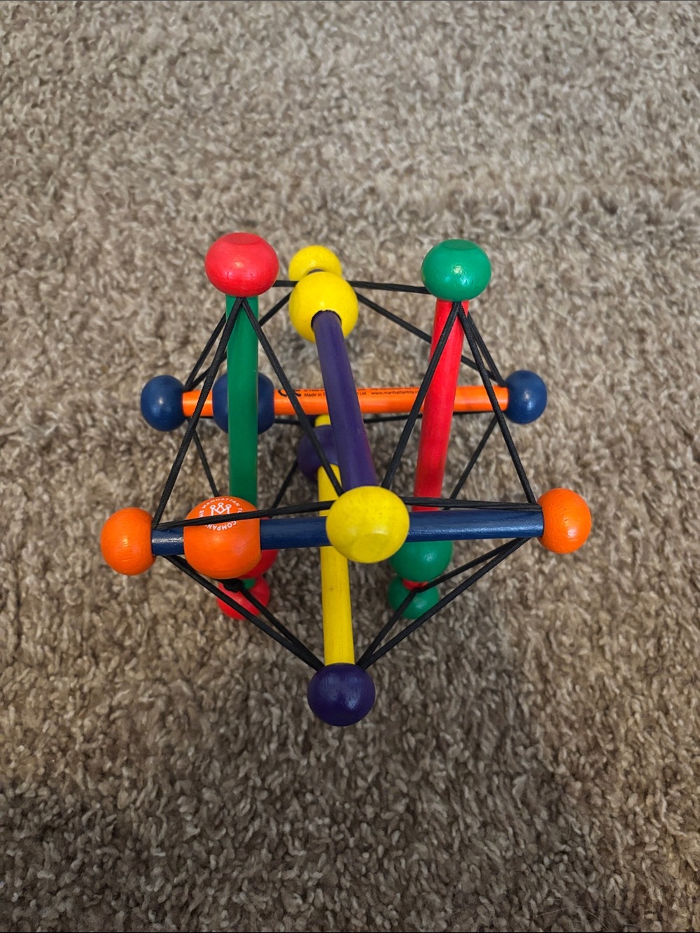 Multicolor Wooden Activity Rattle Toy for Toddlers - Bright Rainbow
